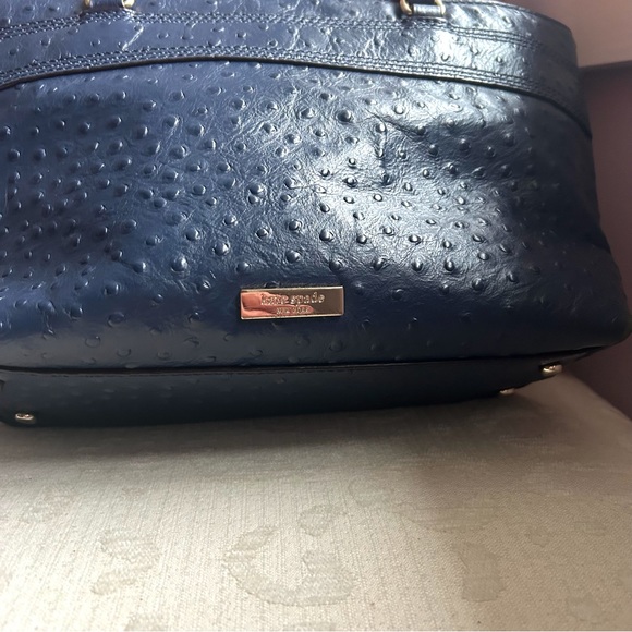 Kate Spade Medium Harmony Valencia Road French Navy Purse/Tote Ostrich texture - Picture 7 of 10